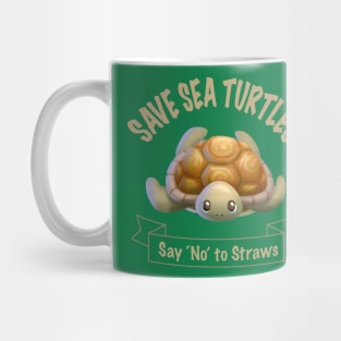 Say No to Straws Cute Eco Friendly Sea Turtle Mug